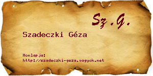 Szadeczki Géza névjegykártya